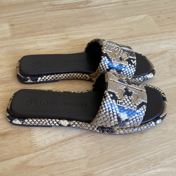 Tory Burch Double T Sport Slide snake embossed sandals size 6 1/2 NWOT - Picture 5 of 16